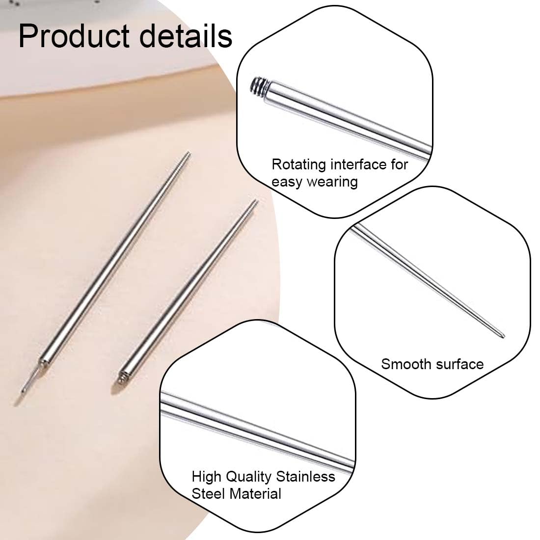 3 Coni Per Piercing In Acciaio Chirurgico - Per Orecchio, Naso, Labbra, Ombelico, Espansione Body Stretching - Foto 10