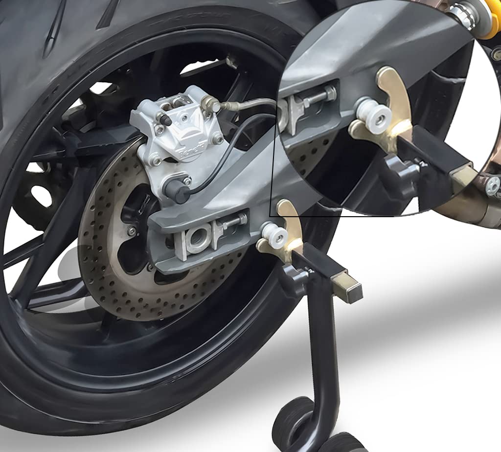 Caballete Trasero Elevador De Motos Con Adaptador Para Diábolos | Capacidad 360 Kg, 4 Ruedas Y Regulación De Anchura