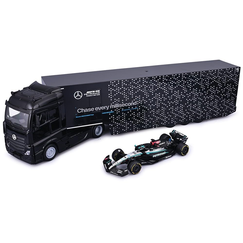 Bburago F1 Formula 1 MERCEDES AMG RACING TRANSPORTER W15 (2024) - RUSSELL - 1:43 Scale - Incredibly Detailed Die-Cast Replica Collectible Vehicle Model