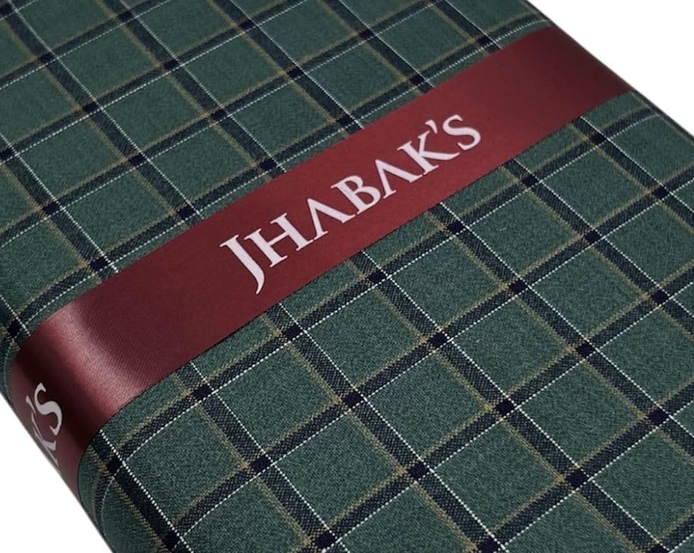 Image of JHABAK'S Cotton Blend Unstitched Checkered Fabric for Men - 2.35m Shirt Piece / 3m Kurta Piece - Width 36 Inches
