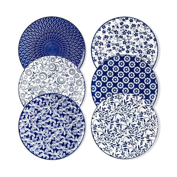   vancasso-Ceramic-Dinner-Plates-Set-of-6-Large-Vintage-Plates-1025-Inch-Plates-Set-of-6-for-Kitchen-Porcelain-Blue-and-White-Plates-for-Kitchen-Microwave-Oven-Dishwasher-Safe-Vintage-Gift-Blue