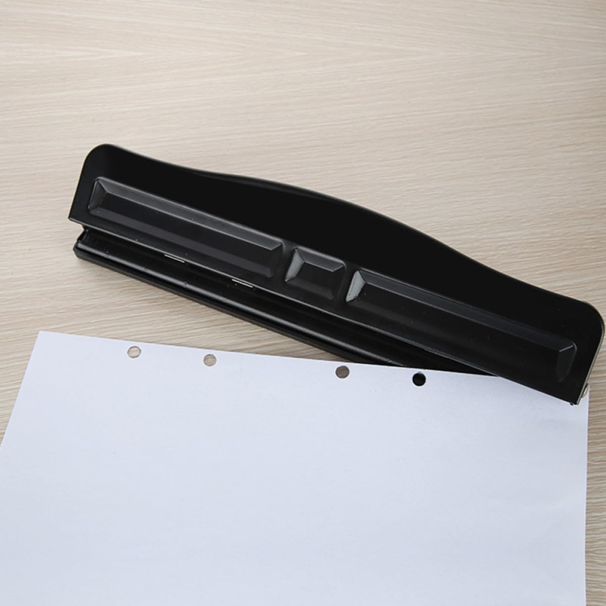 Einstellbarer Locher für 4 Ringe aus Abs mit Einfacher Struktur Schwarzer Papierstanzer für Büro und Zuhause für Losen Blätter und Bastelprojekte