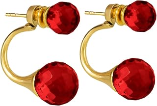 Ohrstecker für Damen - 24K Vergoldetes Silber, Doppel-Kugel Design Ohrringe mit natürlichen Baltischen Bernsteinstücken, leichtes Schmuckgeschenk für den Alltag