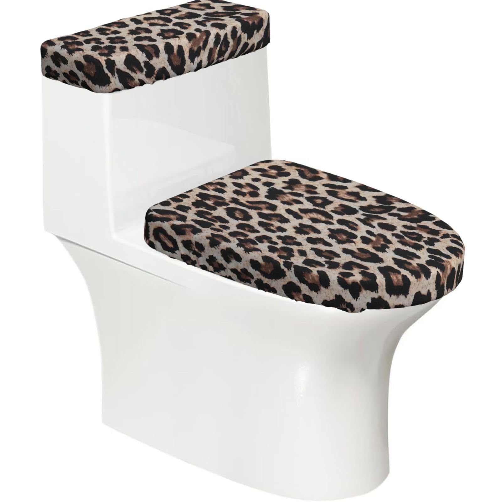 Leopard Print Print Printed Toilet Tank and Lid Cover Set of 2 for Most Bathrooms, Fits Elongated Round Toilets