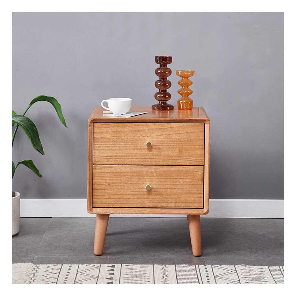 BHGFYXBS Bedside Cabinets Double Drawer Bedside Table Modern Minimalist Small Apartment Bedroom Mini Storage Locker Home Wood Bedside Table Bed Side Tables,A