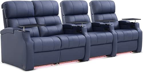 Weilianda Home Theater Seating, Top Grain Leather Sectional Seats Recliner