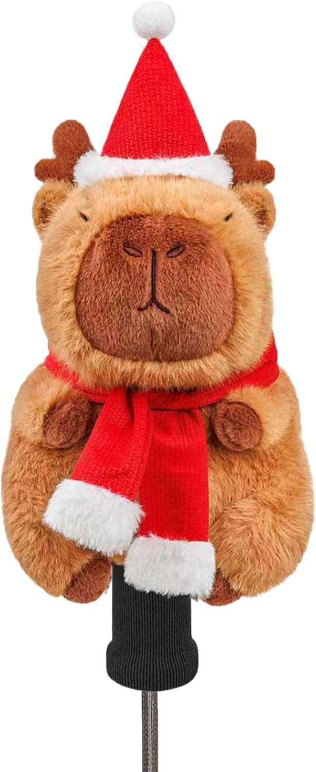Funny Capybara Golf Club Head Cover, Small Size Fits Hybird and Irons, Large Size Fits Standard 460cc Driver Head, Plush Animals Golf Headcover Gift for Men Women