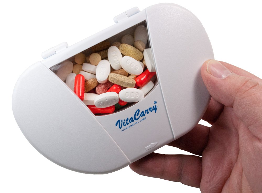 VitaCarry Gasketed 7 Compartment Pill Box Holds Up To 150 Pills Waterproof