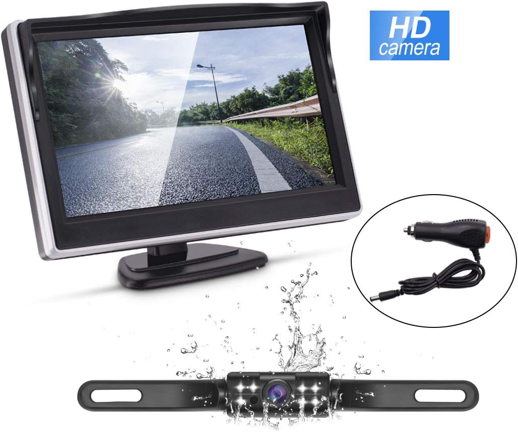 Wired Backup Camera and Monitor Kit,Waterproof Night Vision Rear View Camera Single 5 inch HD Back Up Camera for Car/RV/Truck/Pickup/Van/Camper Accfly