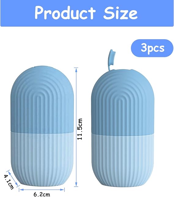3pcs Ice Roller for Face Eyes Women Facial Depuffer,Skin Care,Ice Pack Neck Massager,Cooling &Smoothing,Beauty Essentials (Blue)