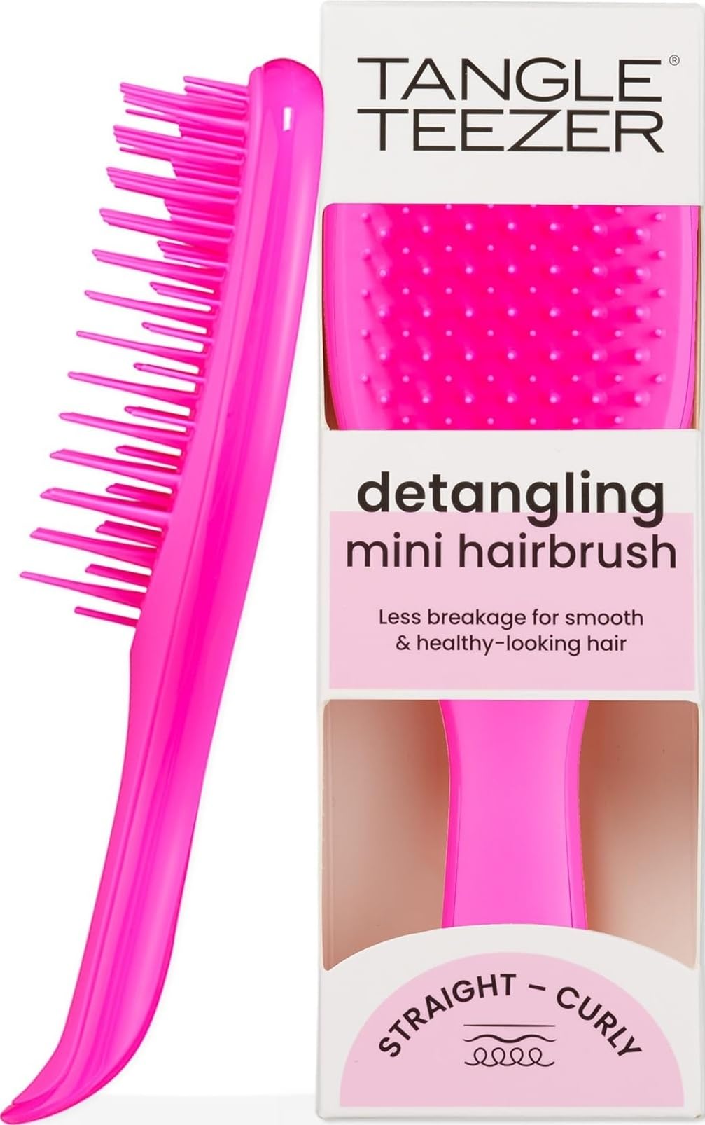 Tangle Teezer Mini Ultimate Detangler - For Wet & Dry Hair - Detangling Brush for All Hair Types - Perfect Brush For Kids & Travel - Runway Pink