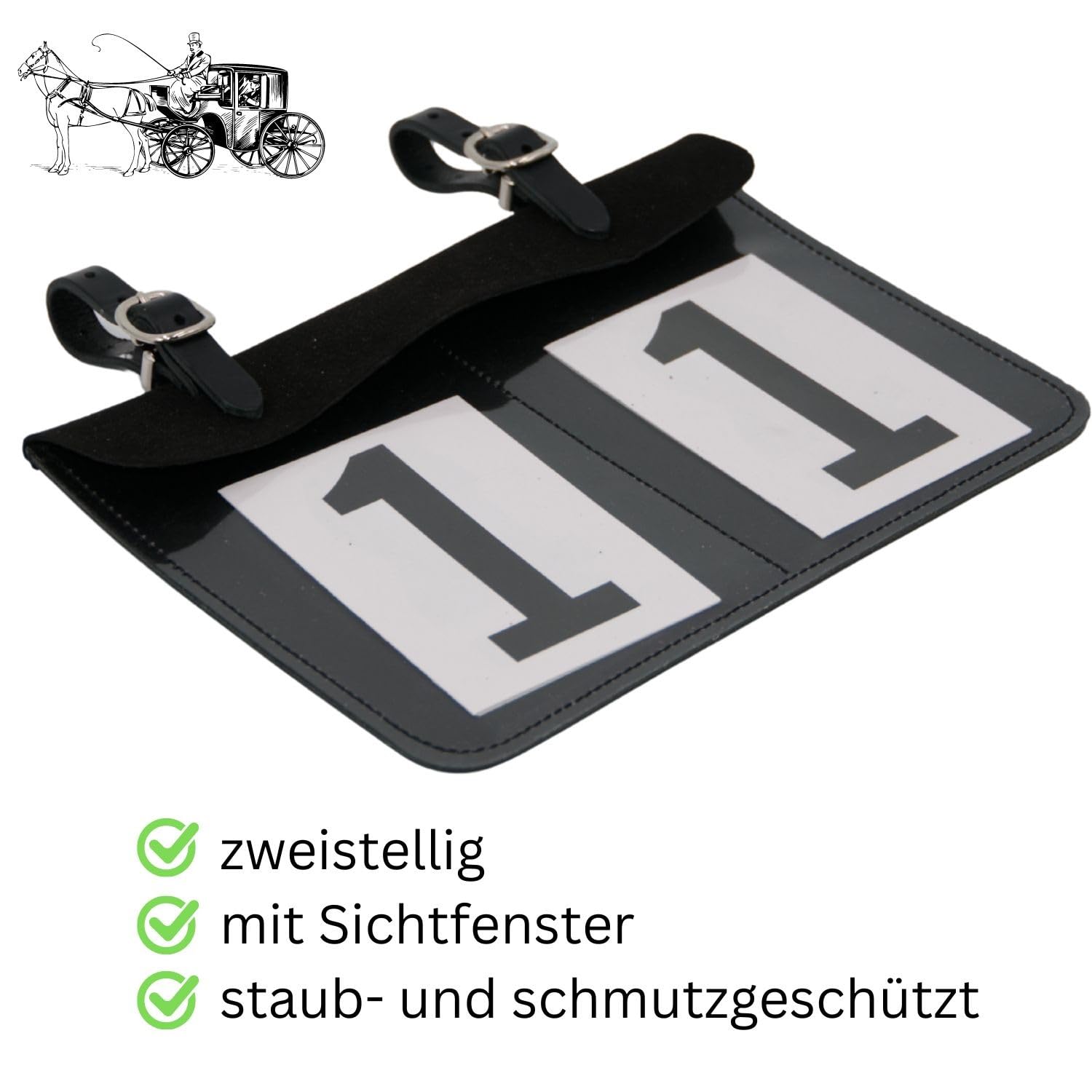 AMKA Fahrgeschirr Startnummerntasche aus Leder 2- stellig