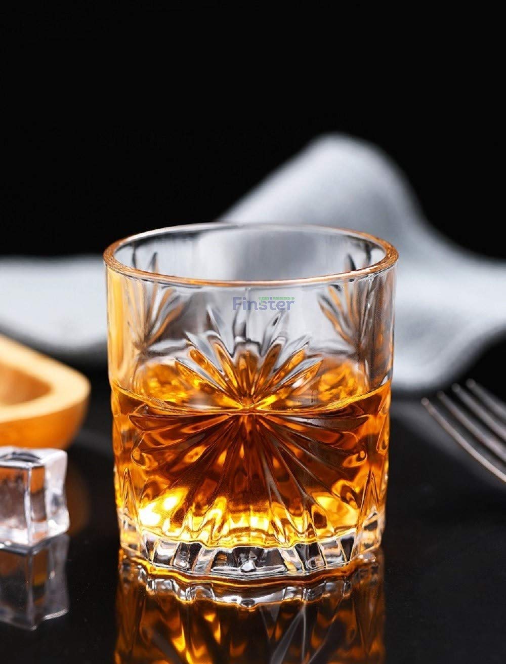 FINSTER Crystal Whiskey Glasses Set of 2,4,6-300ml (Barware for Scotch, Water,