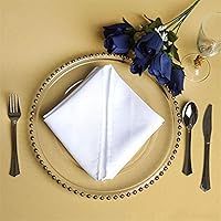 Vista 3 de Tiger Chef Cargadores de vidrio para platos de cena - Platos base redondos con cuentas doradas - Juego de 12 manteles de cargadores para decoración