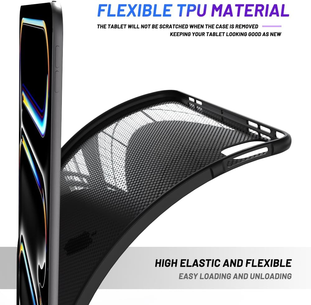 for New iPad Pro 13 Inch Case M4 (2024 Model, 7th Generation), Slim Design Soft TPU Protective Cover for 2024 iPad Pro 13-inch M4, 7th Generation Tablet, Black - Image 3