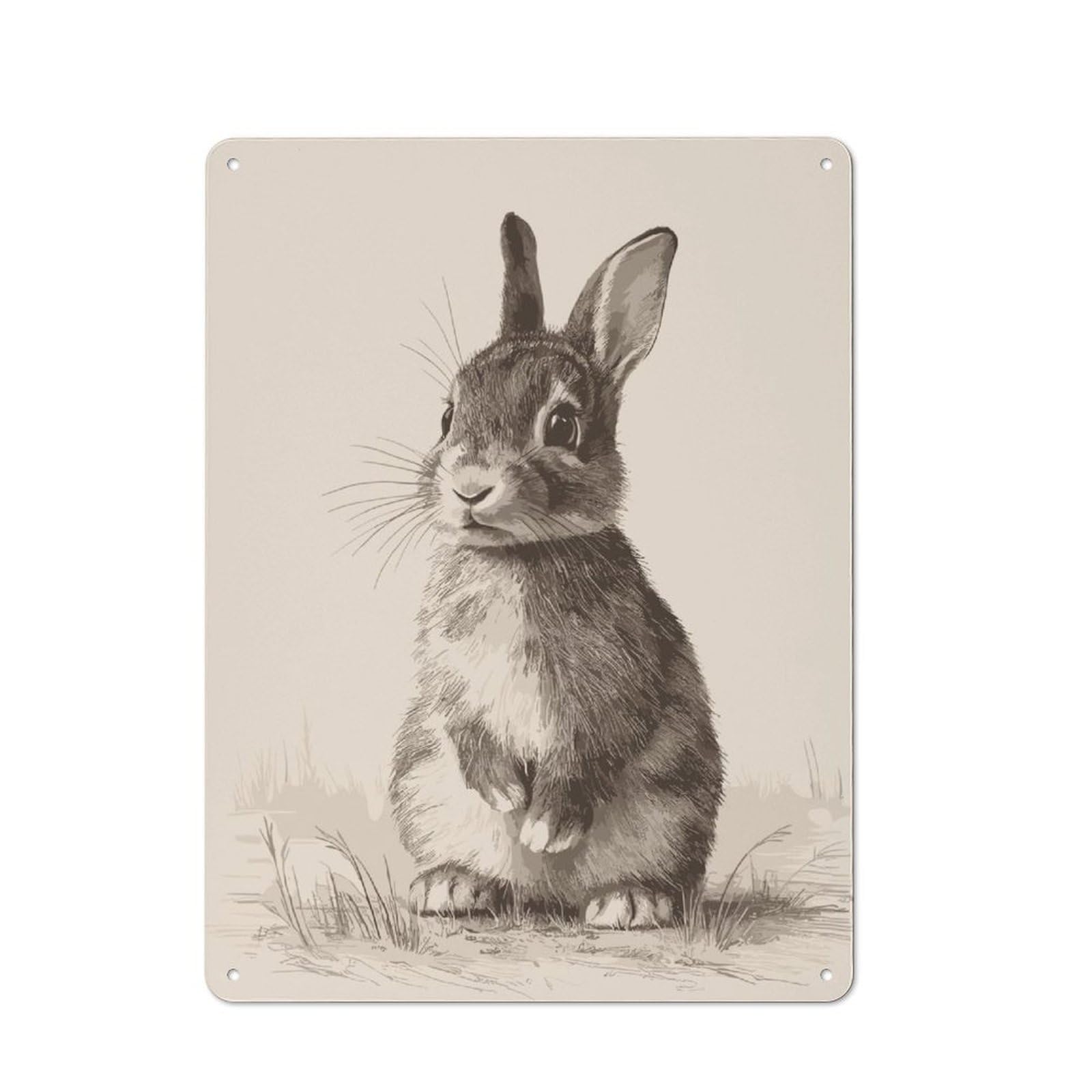 Junmoney Cute Rabbit Printed Metal Sign 40X30cm For Pub Or Café, With Clear Industrial Wall Decor Character