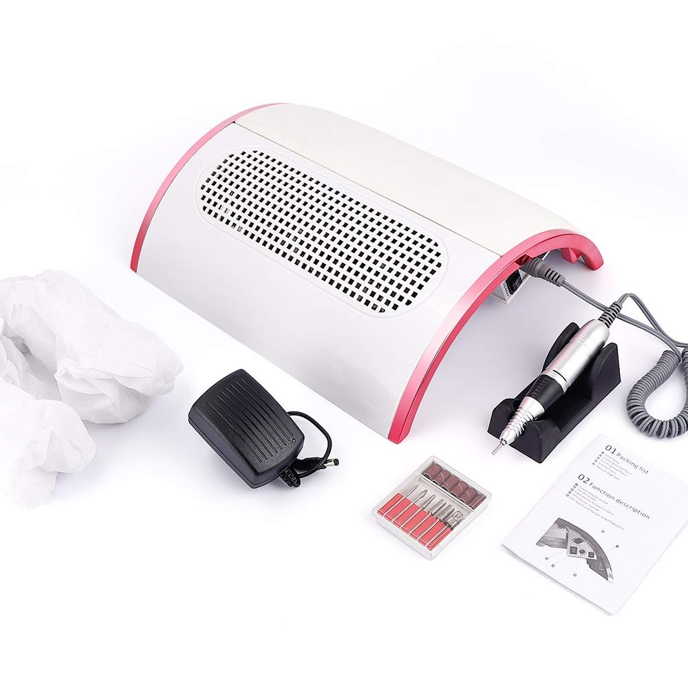 Aspirapolvere per unghie professionale, aspiratore per polvere per unghie, 30000PRM, trapano elettrico per manicure e pedicure, smerigliatrice portatile, macchina per nail art in acrilico con 2 sacc