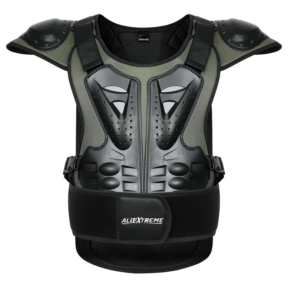 AllExtreme ARBA003 Chest Spine Protector Body Armor Vest Protective Gear for Motocross Dirt Bike Skiing and Snowboarding (Green, Size - M)