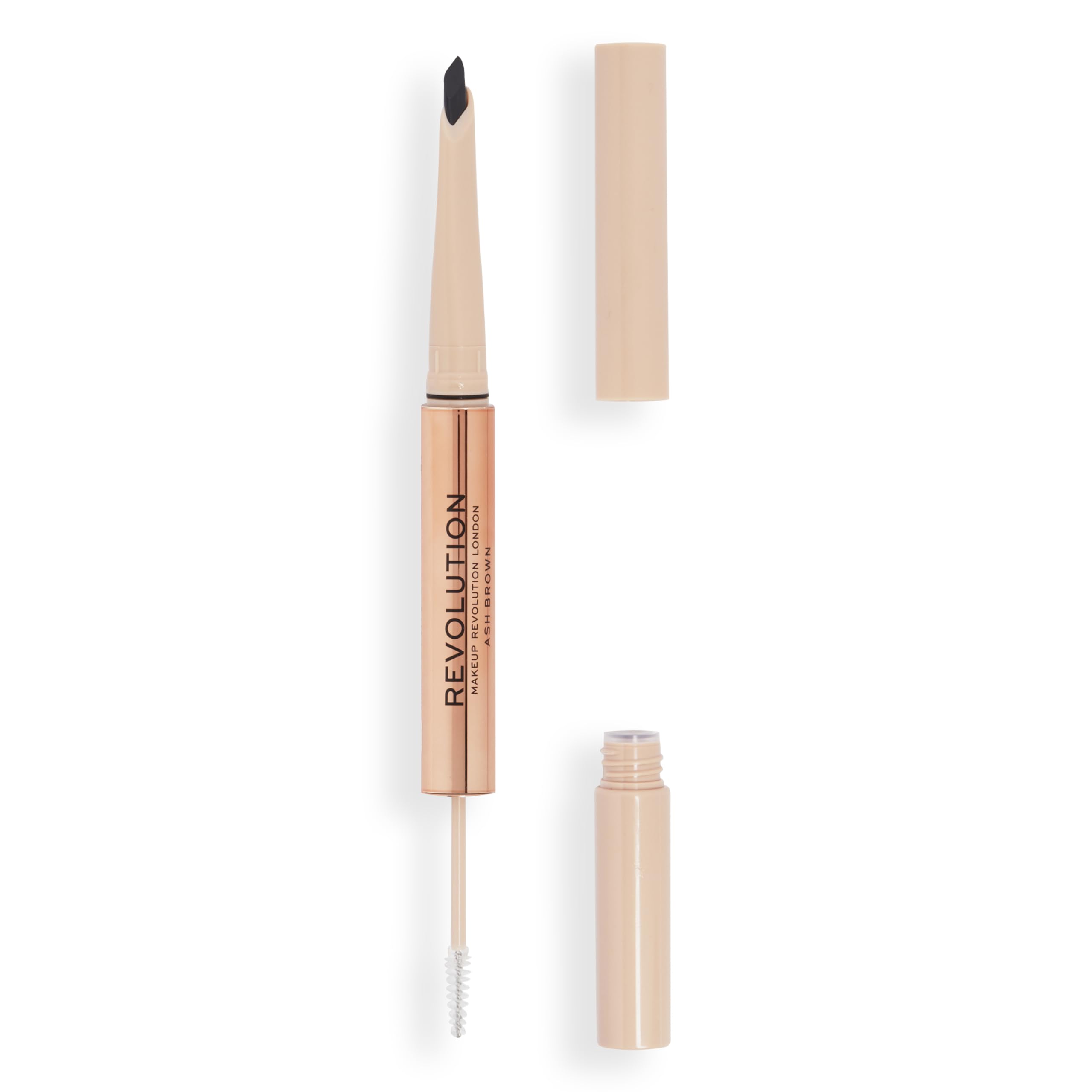 Revolution Fluffy Brow Filter Duo Dual-Ended Eyebrow Pencil For Hold And Shape Shade Ash Brown 0.12 G