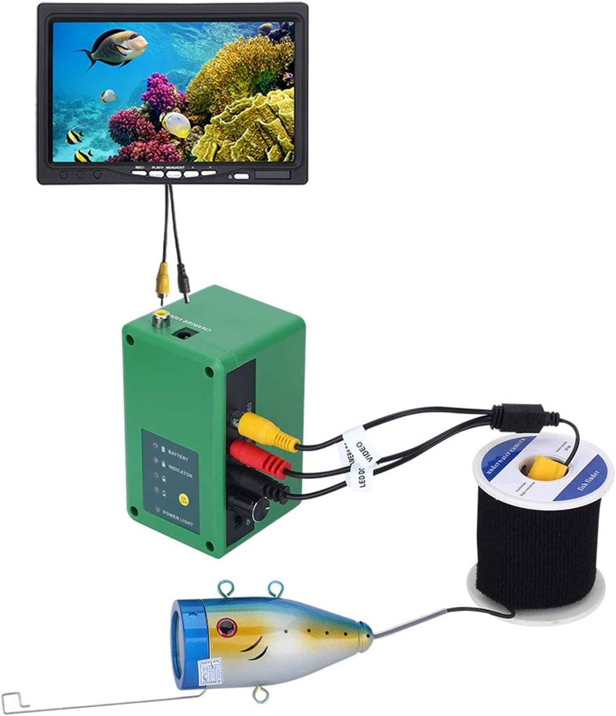 Fish Finders Depth Finders 7 inch 15M 30M 1000TVL Fish Finder Underwater Fishing Camera with DVR Record 8G 15 White LED + 15 Infrared Lights for Ice/Sea for Boat Kayak Sea Fishing