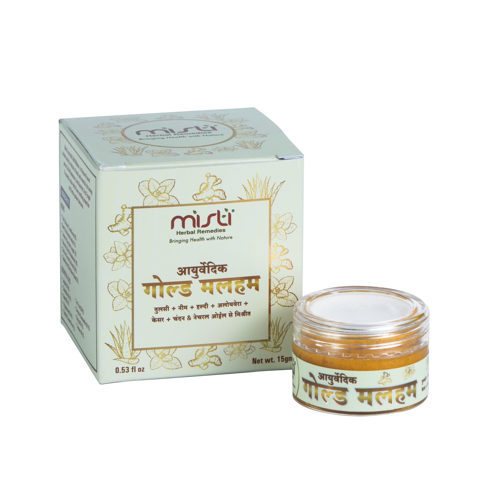 Misti Ayurvedic Gold Malham (Ointment) - 15 gm | Ointment For Repairs Crack Foot, Ringworms, Burn Marks, Allergies,Fungal Infection | Helps In Pigmentation | For Men & Women | Daily Use
