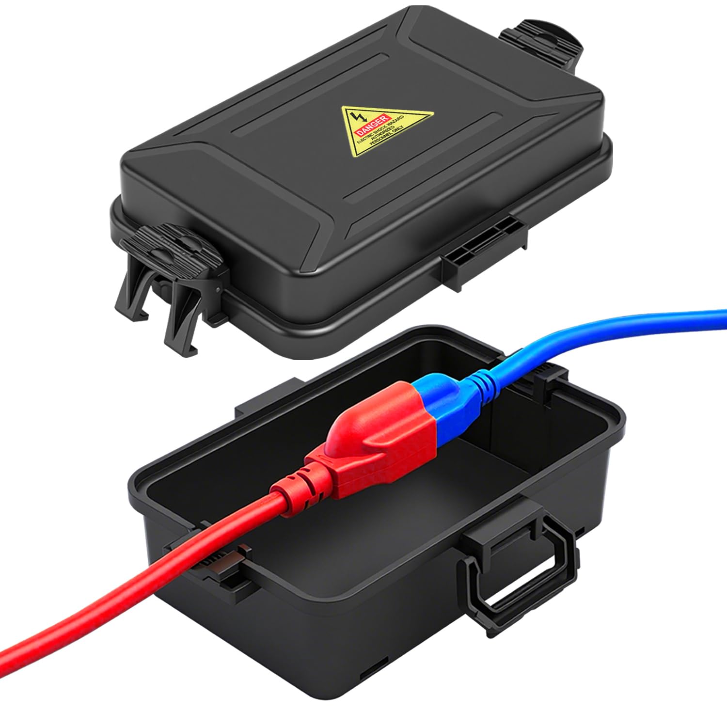 DIQMIAQ Mini Outdoor Electrical Box, IP54 Waterproof Extension Cord Cover (Inside 6.2 x 3.9 x 2.7 inches) Weatherproof Connection Box for Plug,
