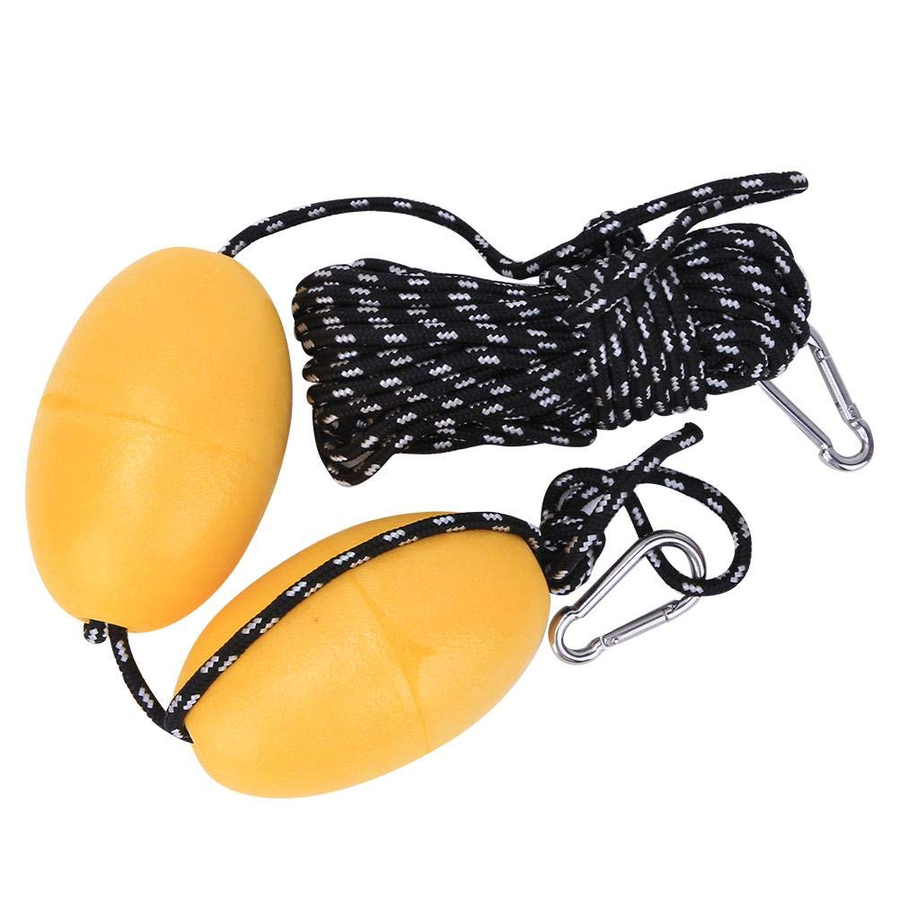 VGEBY Kayak Buoy, Lightweight Nylon Cord and EVA Foam Kayak Leash Rope with Buoy Boat Floating Ball with Stainless Steel Hook for Fishing Drift Anchors System(Double Ball White Black Rope) Boating - Image 2