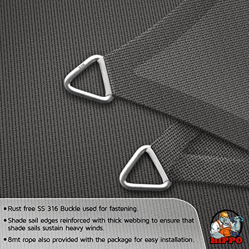 Image of HIPPO Triangle Shade Sail Affordable & Premium 150 GSM Sun Shade UV Block for Outdoor Car Parking Garden (Grey-Black, 10FTX10FTX10FT)