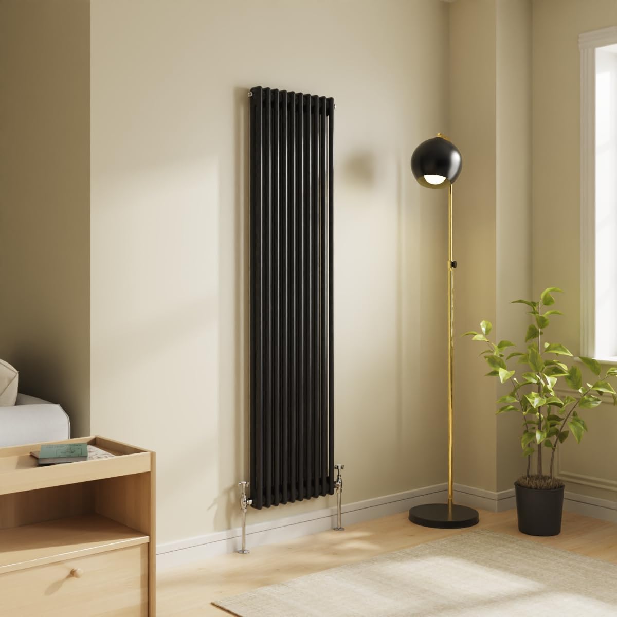 Nrg Black 1800 X 470Mm Traditional Cast Iron Style Radiator 2 Column
