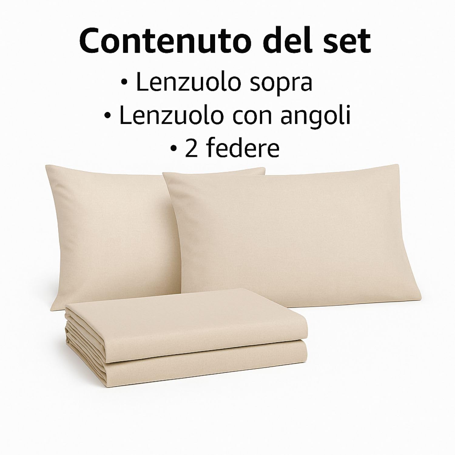 Leonardo Home - completo matrimoniale da Letto in cotone - compreso nel completo 1 lenzuolo - 2 federe per cuscini standard - 1 sotto con angoli