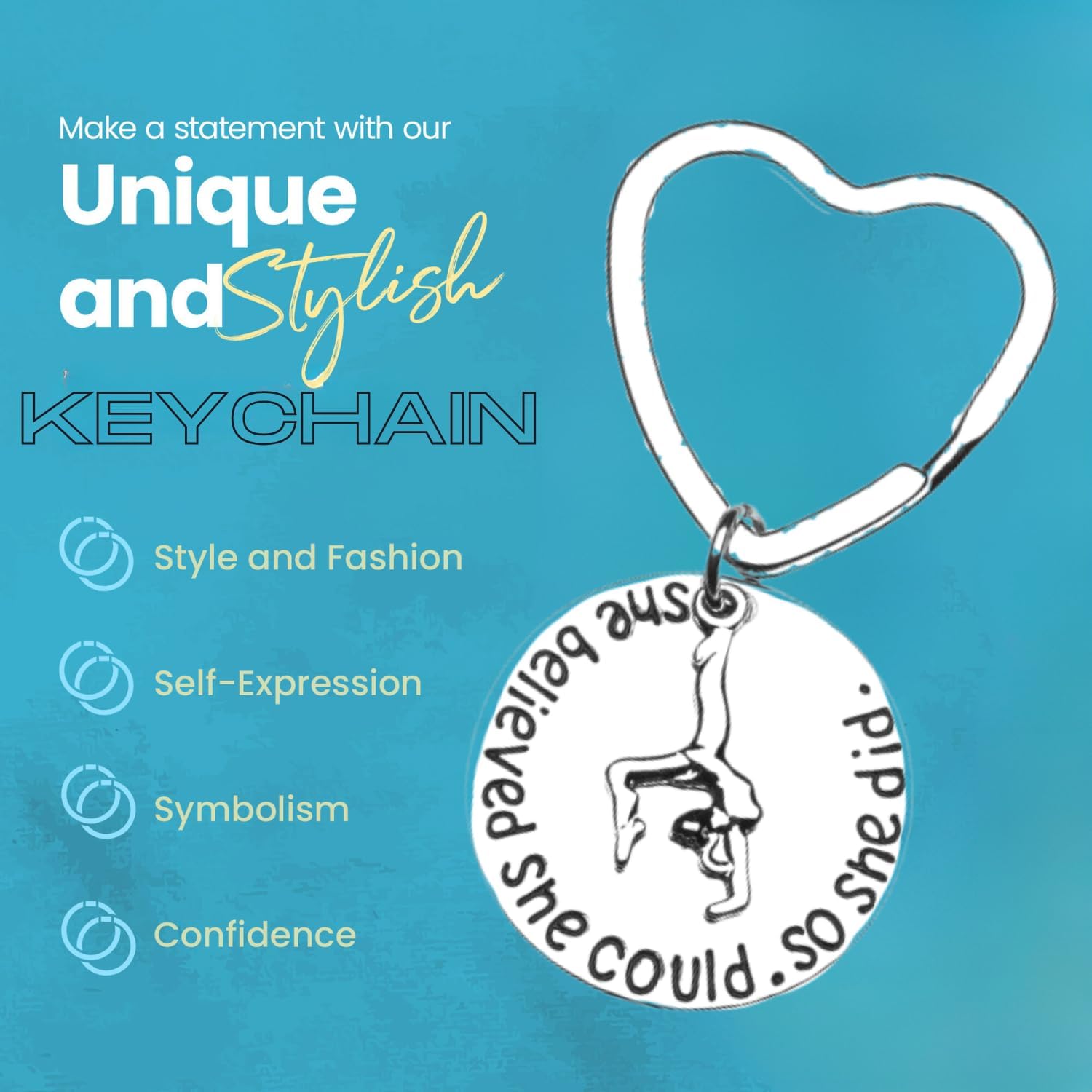 Sportybella Gymnastics Charm Keychain, She Believed She Could So She Did Jewelry, Gifts for Gymnasts and Teams - Image 8