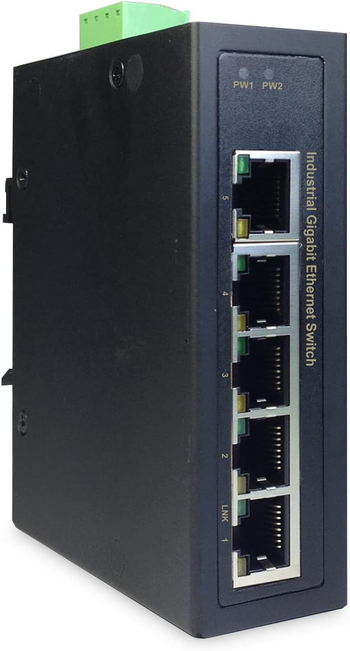 DIGITUS network switch 5-port - DIN rail mounting - Gigabit Ethernet RJ45 sockets - DIN rail - 1 GBit/s