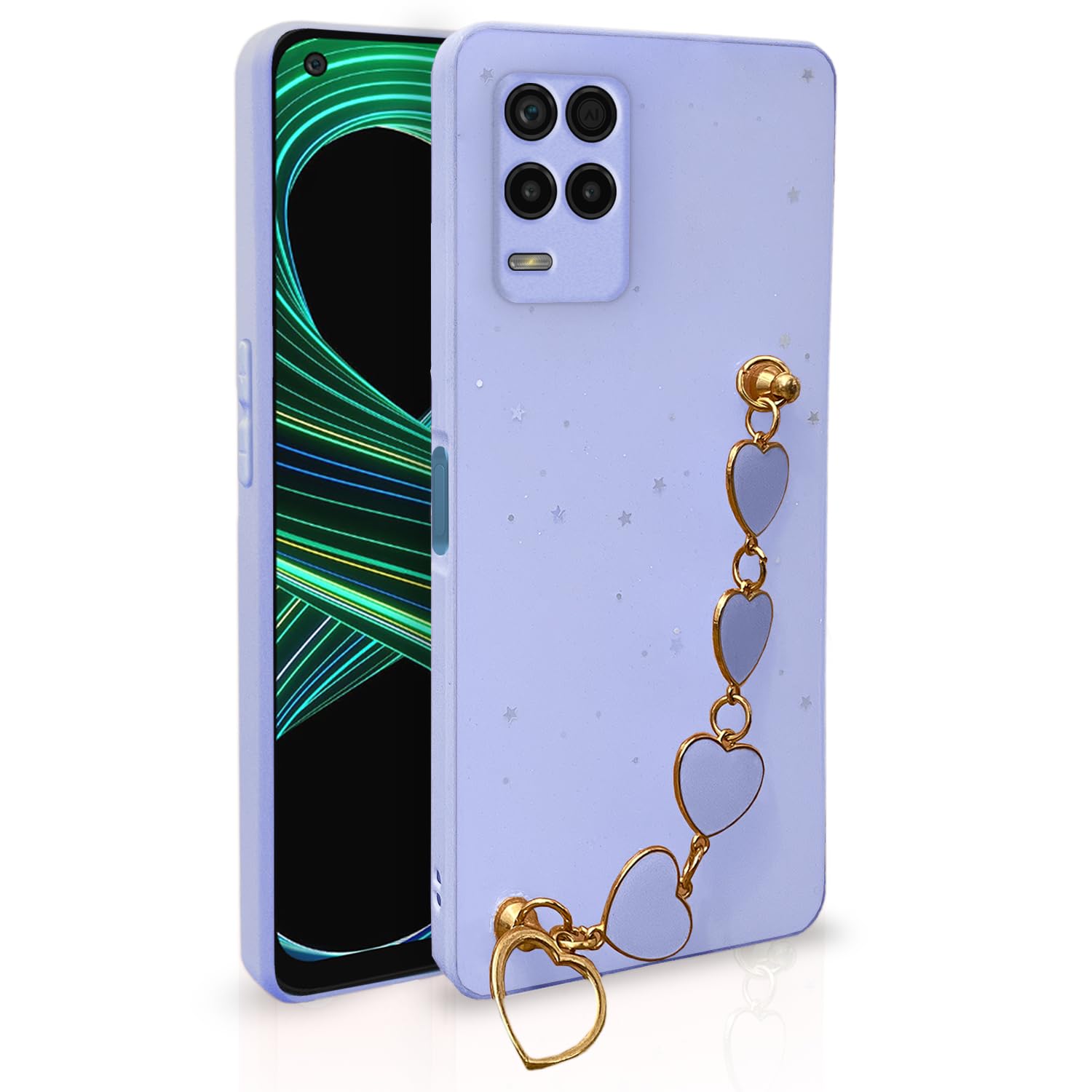 Pikkme Realme 8 5G/8s 5G/Narzo 30 5G Back Cover for Girls | Sparkling Soft TPU | Heart Shaped Metal Chain Blocks | Case for Realme 8 5G/8s 5G/Narzo 30 5G (Purple) (B0CFHP7G44) Amazon Price History, Amazon Price Tracker