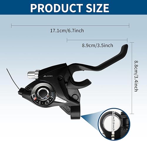 Miniatura 2 de Palancas de freno de bicicleta, palanca de cambios de bicicleta de montaña de 3 x 8 y 24 velocidades con indicador de engranajes, transmisión de