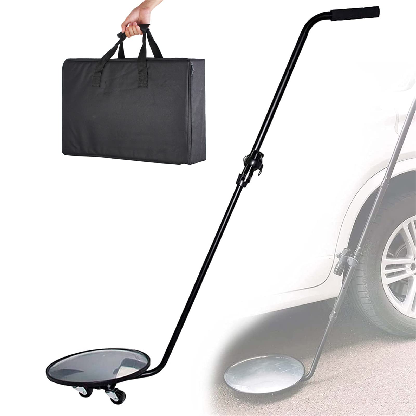Lustro inspekcyjne pod pojazdem o średnicy 12 cali z oświetleniem LED, teleskopowe lustro inspekcyjne bezpieczeństwa o zakresie 90-140 cm, odpowiednie do inspekcji samochodów, maszyn i magazynów