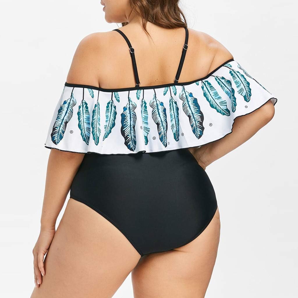 Amazon 水着 レディース 体型カバー Bobogojp フェザープリント ワンピース水着 フリル タンキニ 女性ビキニ 可愛い 大きいサイズ 肥満者向け 着痩せ 水泳 温泉用 海水浴 人気スイムウェア 水陸両用 ギフト スイミング 撮影 通気速乾 Xl 5xl ワンピース 通販