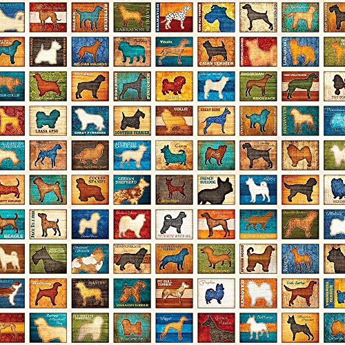 Fabric & Fabric QT Fabrics Must Love Dog Patch 36'' Panel Oatmeal, Multi