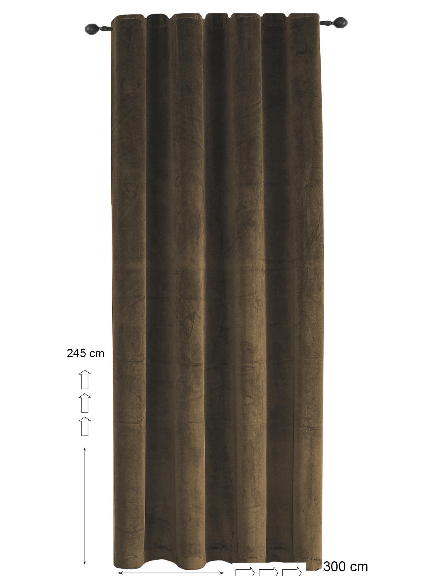 Vorhang Kräuselband Verdunkelung 300x245 cm Samt weich Blickdicht Gardine Schlafzimmer Wohnzimmer (Braun)