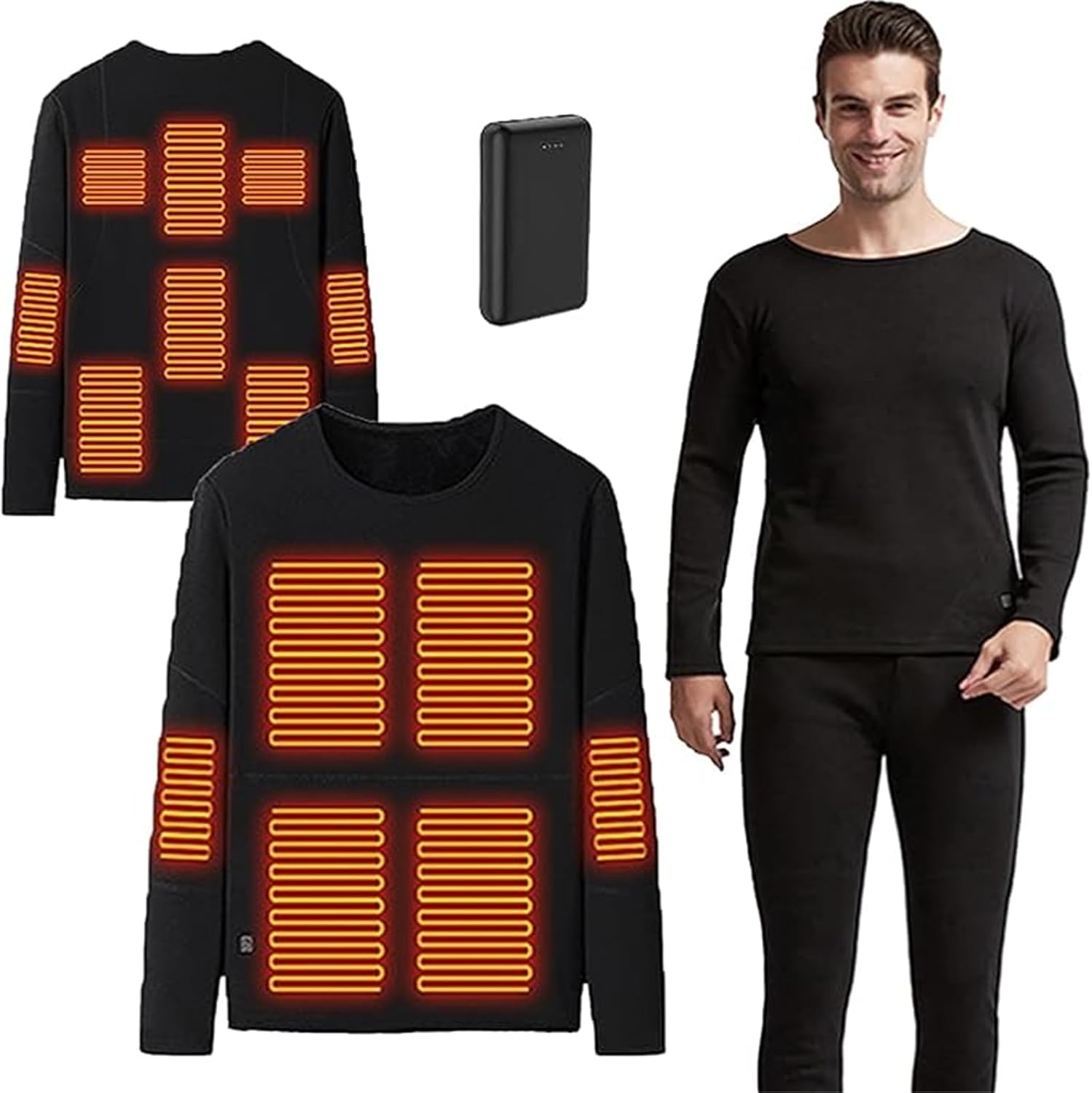 Heated Underwear Tops 12 Heating Zones Top Washable Thermal Electric,3 Temperature Control for Motorcycle Riding
