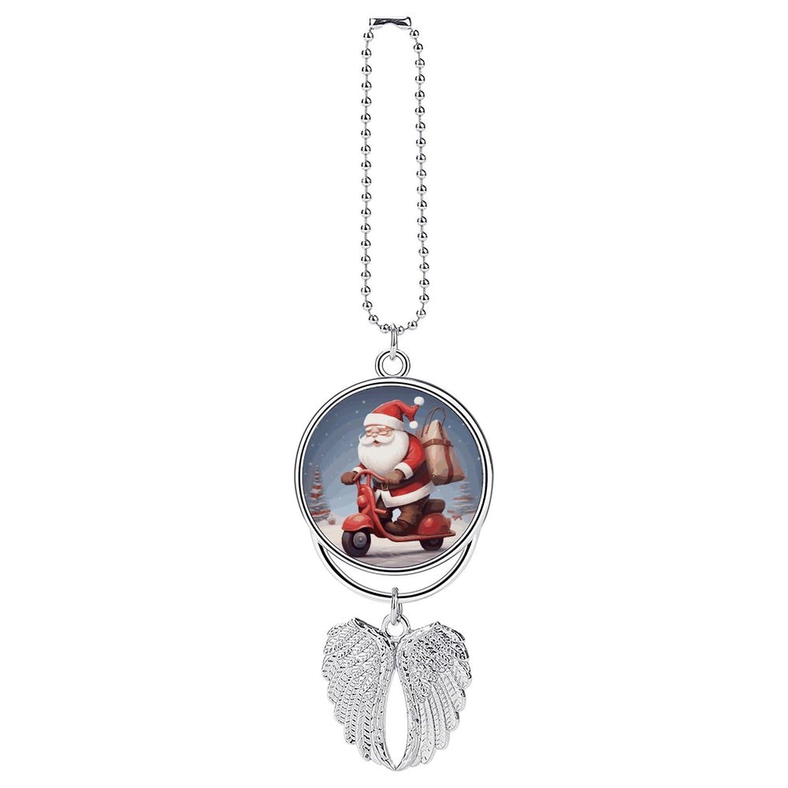 Santa Claus on Scooter Car Pendant Hanging Swing Auto Rear View Mirror Hanging Car Rear View Mirror Charm Truck Hanger Ornament Charm for Car Rear View Mirrors Accessories