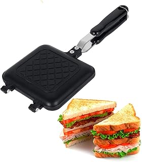 Camping Toastie Maker Non-Stick Stovetop Toastie Maker Baking Pan with Heat-Resistant Handles, Double Sided Multifunction Stovetop Toasties Makers for Home Outdoors Camping