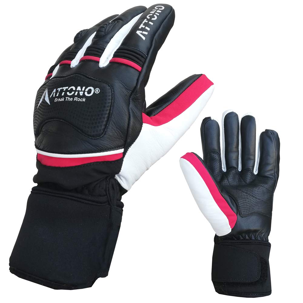ATTONO Guanti Da Sci In Pelle Softshell Per Donna - Modello Racing, Con Protezioni E Fodera Thinsulate, Taglia L (Circonferenza Mano 21-22,5 Cm) - 4