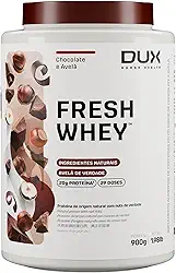 Fresh Whey Protein - Chocolate e Avelã 900g - 20g de Proteínas por Porção - Suplementos Naturais, Suplementação Treino Academia, Ganho Muscular Hipertrofia - DUX HUMAN HEALTH
