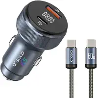 Carregador para Carro Veicular Tipo C 60W Cabo Trançado 1 Metro Carregador Homologado Premium (Cinza)