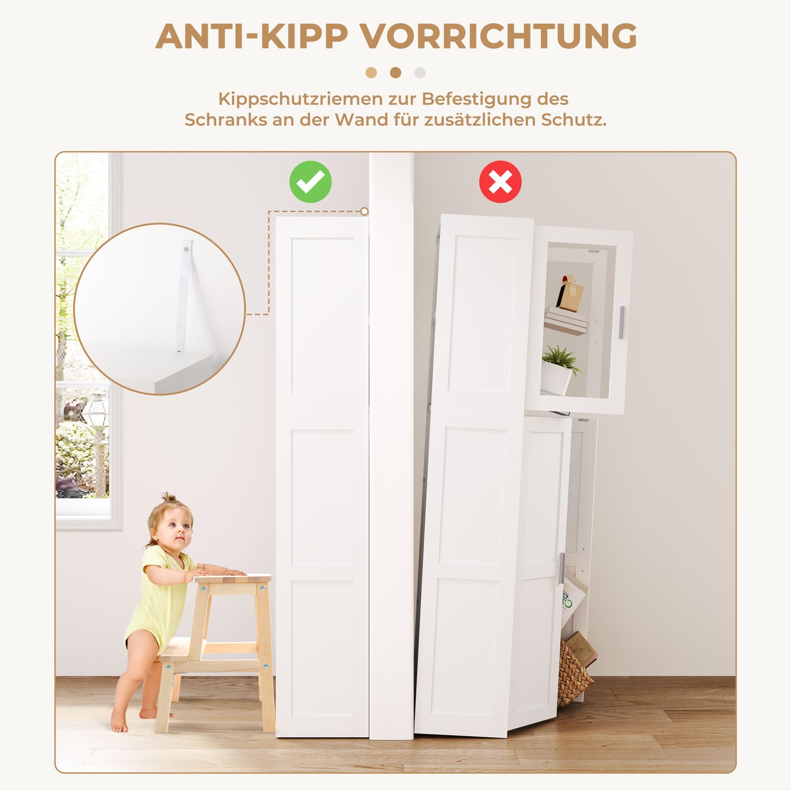 Dripex Besenschrank mit Sichtfenster aus Acryl 168x30x70cm, Holz | Mehrzweckschrank Haushaltsschrank Putzschrank mit Verstellbarer Einlegeboden für Küche Wohnzimmer Esszimmer, Weiß