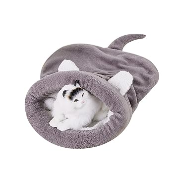 Cat Sleeping Mat Fall and Winter Warm Semi-Closed Cat Sleeping Bag, Cat Cottage Deep Sleep Pet Cat Supplies