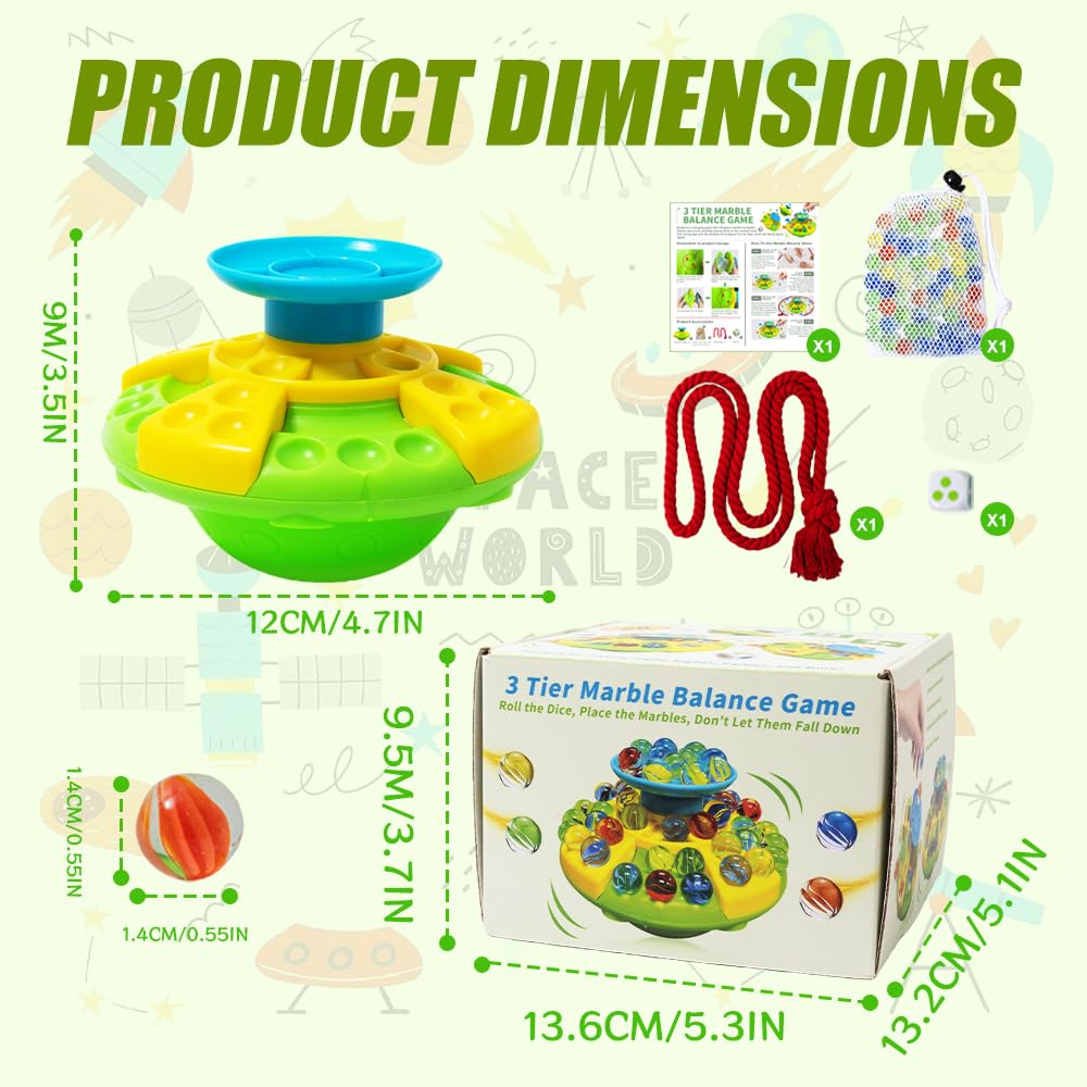 OUPADOS Three-Tier Marble Balance Toy Wobble Marble Balance Stacking Game with 60 Exciting Colorful Glass Marbles - Image 4