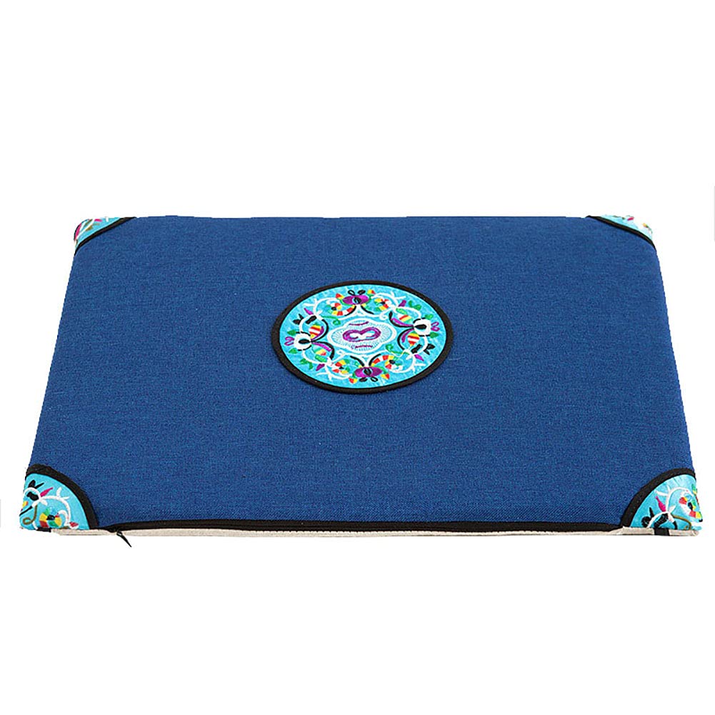 HUALEMEI Non Slip Breathable Linen Seat Cushion,Chinese Style Embroidery Dining Chair Cushions Indoor Office Kitchen Chair Pads-A 45x45x2.5cm(18x18x1inch)