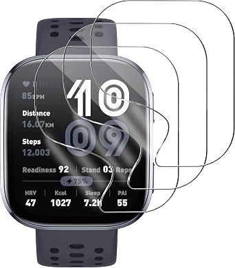 Murmure Screen Protector for Amazfit Bip 6, 3 Pack Elastic Skin Soft TPU Full Coverage HD Clear Anti-Scratch No Bubbles Self-Healing flim, Anti-Shockproof[Easy Installation]