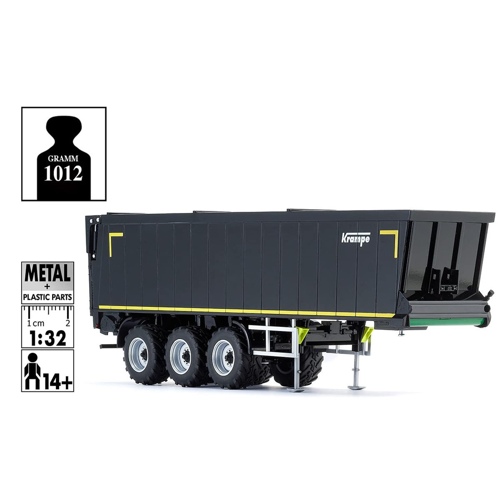 Wiking 077659 Krampe Rollbandwagen SB II 30/1070, Modell, 1:32, Metall/Kunststoff, Ab 14 Jahre, Viele Funktionen, Bewegliche Heckklappe, Ausziehbare Stützen, Schwarz